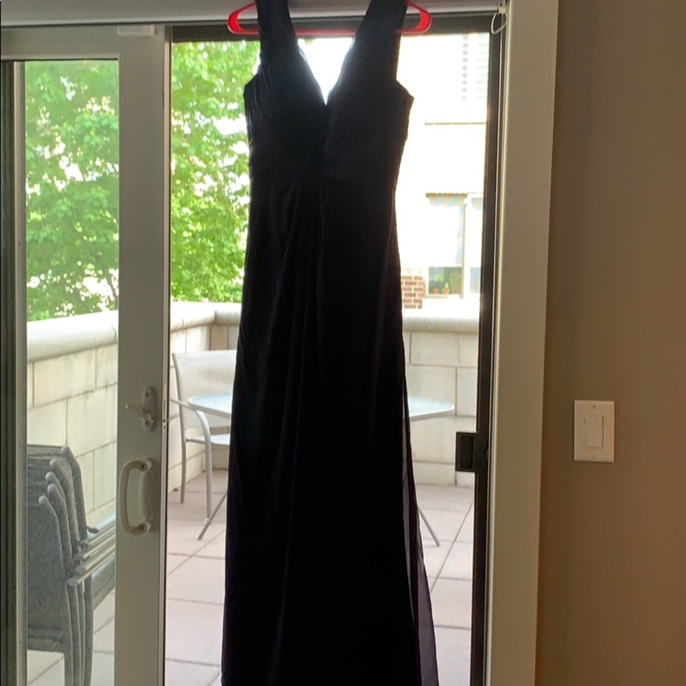Purple bridesmaid dress.